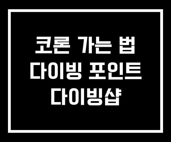 코론 가는 법 다이빙 포인트 다이빙샵