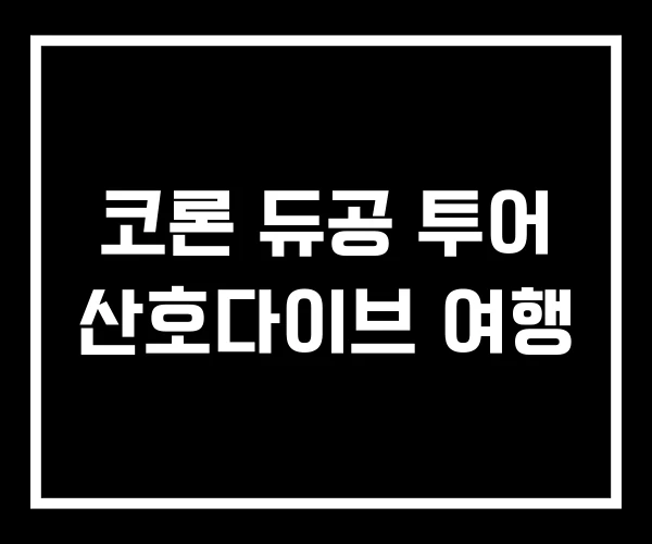 코론 듀공 투어 산호다이브 여행