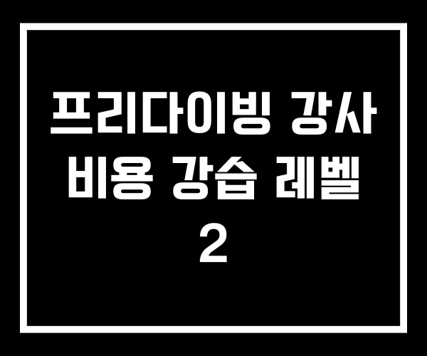 프리다이빙 강사 비용 강습 레벨 2