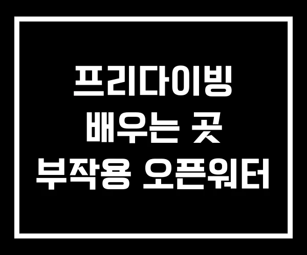 프리다이빙 배우는 곳 부작용 오픈워터