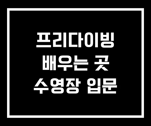 프리다이빙 배우는 곳 수영장 입문