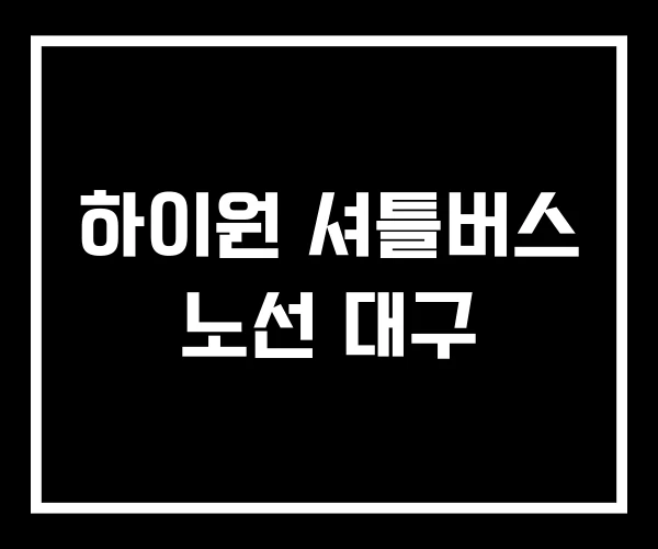 하이원 셔틀버스 노선 대구