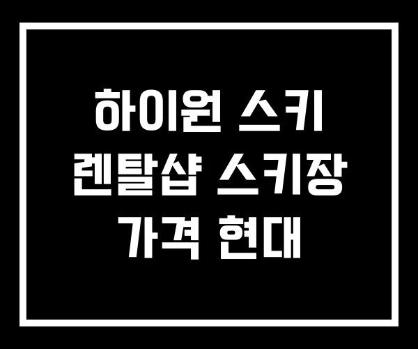 하이원 스키 렌탈샵 스키장 가격 현대