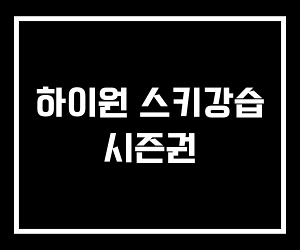 하이원 스키강습 시즌권