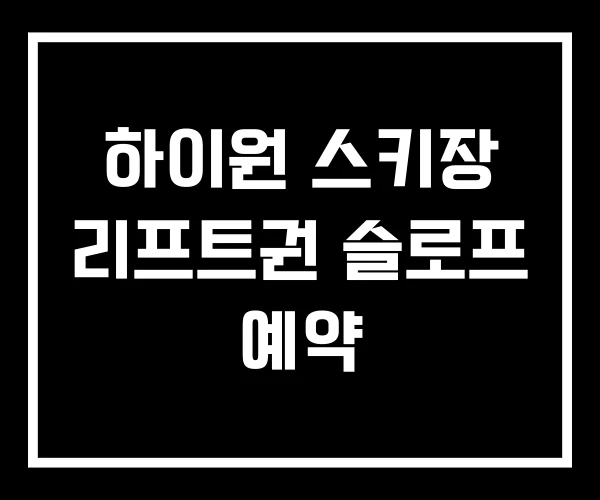 하이원 스키장 리프트권 슬로프 예약