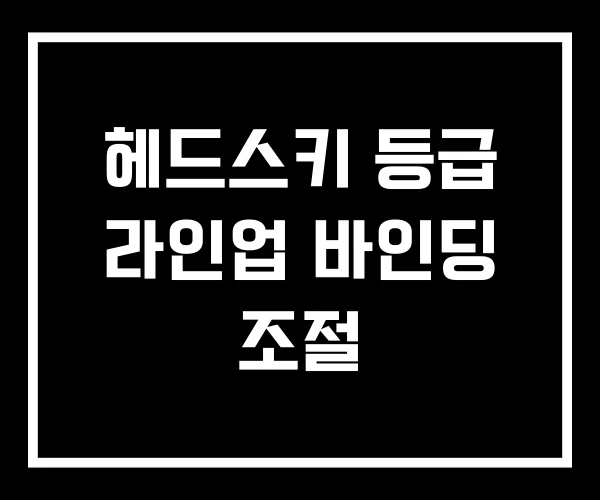 헤드스키 등급 라인업 바인딩 조절
