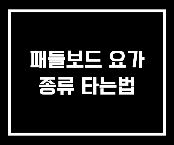 패들보드 요가 종류 타는법