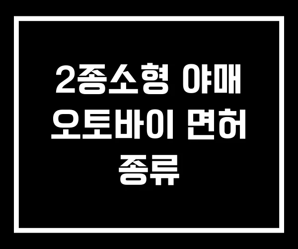 2종소형 야매 오토바이 면허 종류 2종소형 야매 오토바이 면허 종류