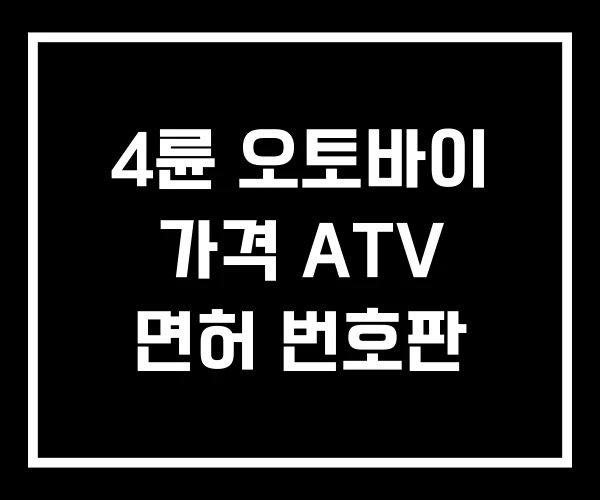 4륜 오토바이 가격 ATV 면허 번호판 4륜 오토바이 가격 ATV 면허 번호판