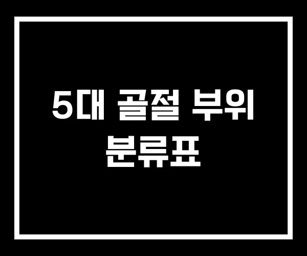5대 골절 부위 분류표 5대 골절 부위 분류표