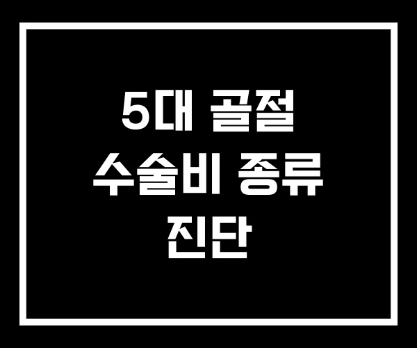 5대 골절 수술비 종류 진단