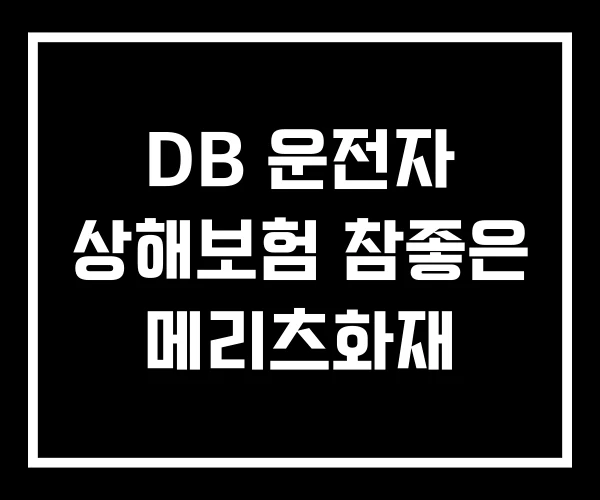 DB 운전자 상해보험 참좋은 메리츠화재