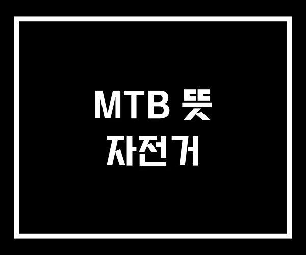 MTB 뜻 자전거
