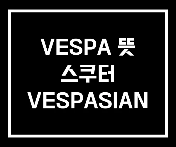 VESPA 뜻 스쿠터 VESPASIAN