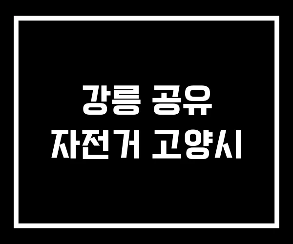 강릉 공유 자전거 고양시