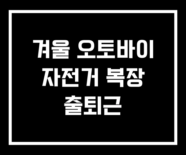 겨울 오토바이 자전거 복장 출퇴근