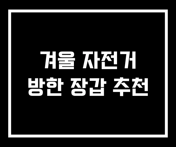 겨울 자전거 방한 장갑 추천 겨울 자전거 방한 장갑 추천