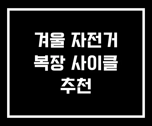 겨울 자전거 복장 사이클 추천 겨울 자전거 복장 사이클 추천