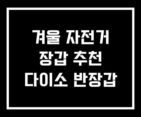 겨울 자전거 장갑 추천 다이소 반장갑