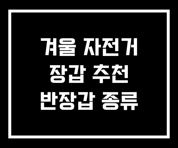 겨울 자전거 장갑 추천 반장갑 종류