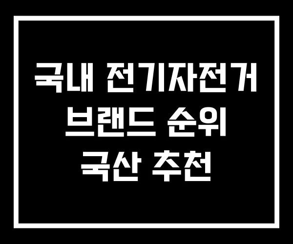 국내 전기자전거 브랜드 순위 국산 추천