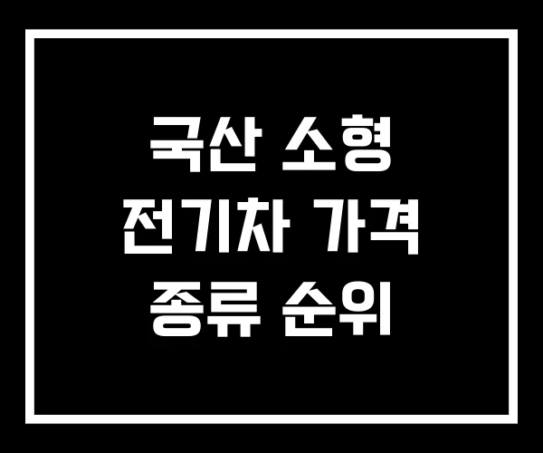 국산 소형 전기차 가격 종류 순위