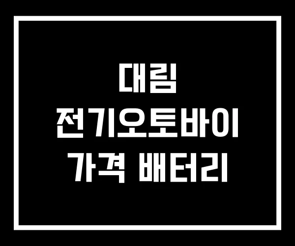 대림 전기오토바이 가격 배터리