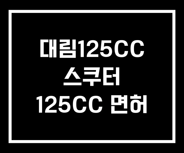 대림125CC 스쿠터 125CC 면허