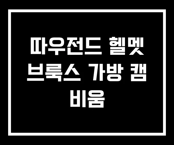 따우전드 헬멧 브룩스 가방 캠 비움