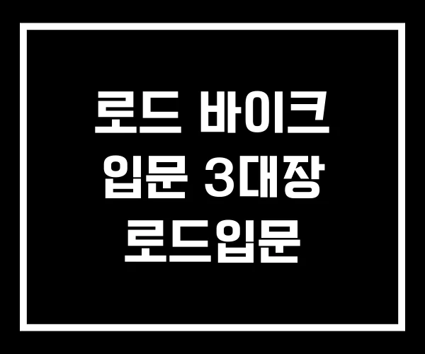 로드 바이크 입문 3대장 로드입문