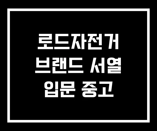 로드자전거 브랜드 서열 입문 중고
