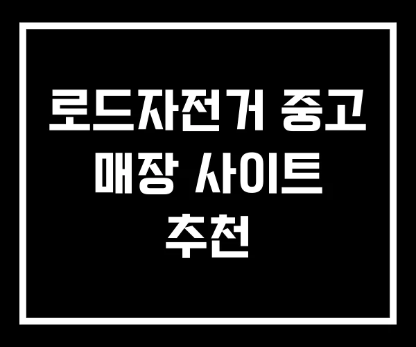로드자전거 중고 매장 사이트 추천