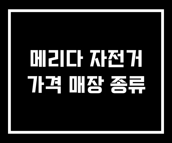 메리다 자전거 가격 매장 종류