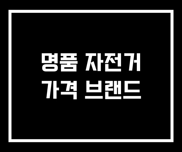 명품 자전거 가격 브랜드
