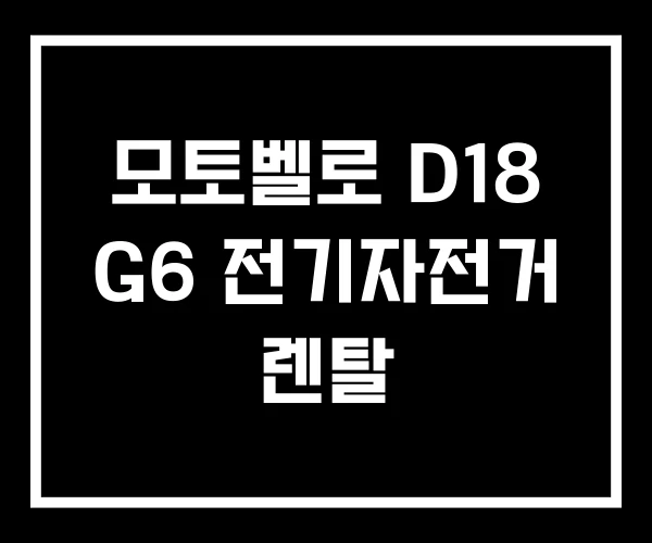 모토벨로 D18 G6 전기자전거 렌탈