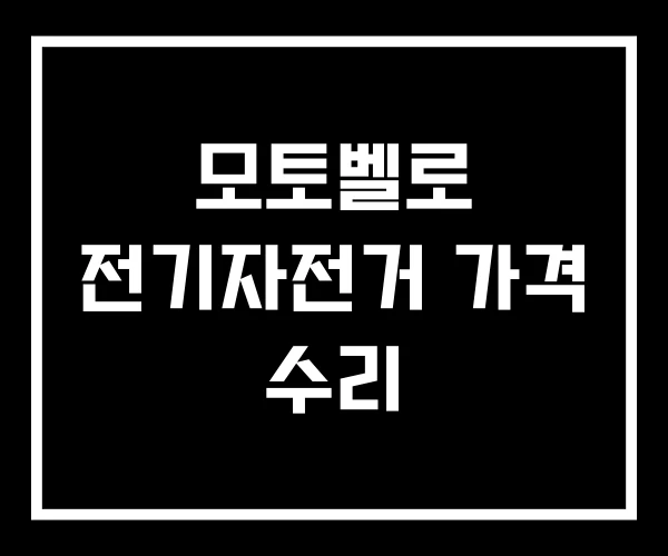 모토벨로 전기자전거 가격 수리