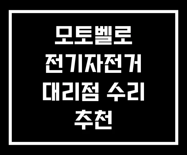 모토벨로 전기자전거 대리점 수리 추천
