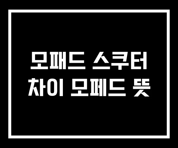 모패드 스쿠터 차이 모페드 뜻
