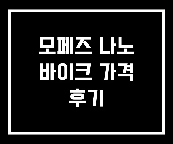 모페즈 나노 바이크 가격 후기 모페즈 나노 바이크 가격 후기