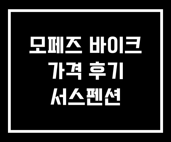 모페즈 바이크 가격 후기 서스펜션 모페즈 바이크 가격 후기 서스펜션
