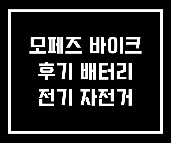 모페즈 바이크 후기 배터리 전기 자전거
