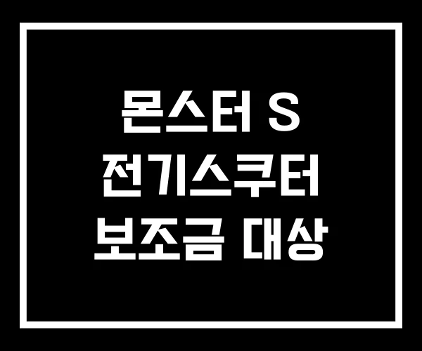 몬스터 S 전기스쿠터 보조금 대상