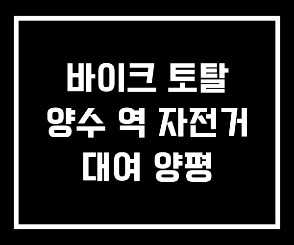 바이크 토탈 양수 역 자전거 대여 양평