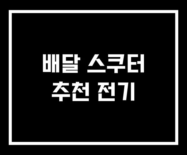 배달 스쿠터 추천 전기