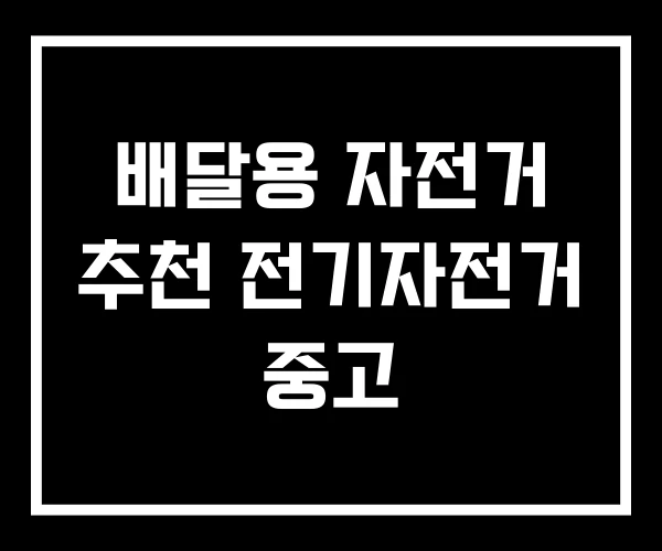 배달용 자전거 추천 전기자전거 중고