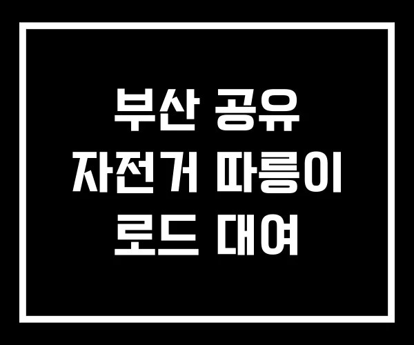부산 공유 자전거 따릉이 로드 대여