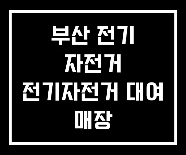 부산 전기 자전거 전기자전거 대여 매장