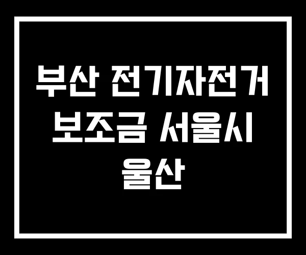 부산 전기자전거 보조금 서울시 울산