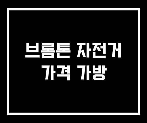 브롬톤 자전거 가격 가방