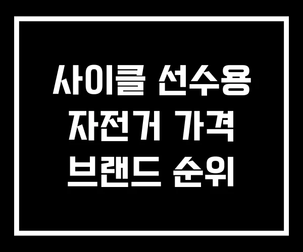 사이클 선수용 자전거 가격 브랜드 순위